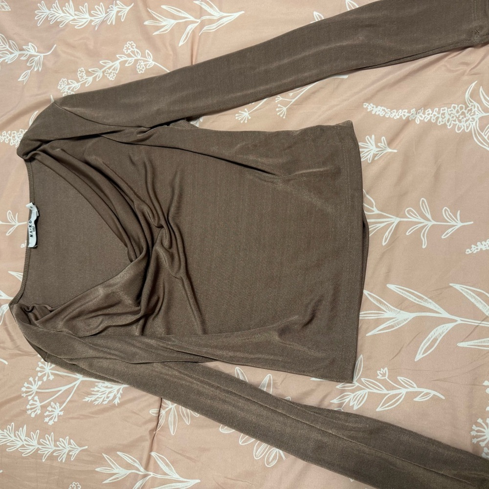 Chic Long Sleeve Brown Top